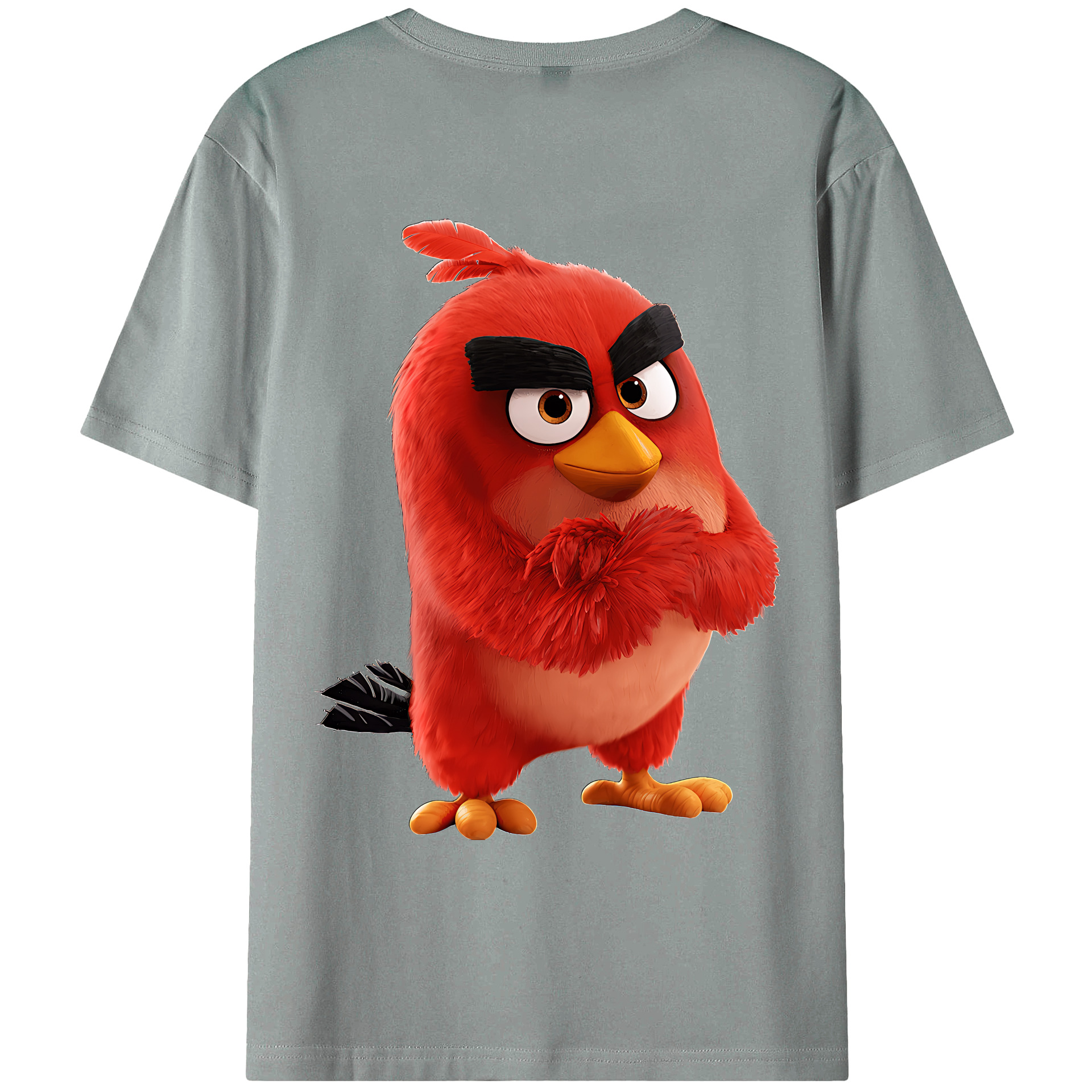 （画像用） Angry Birds アングリーバード 綿100％ メンズ半袖Tシャツ（バックプリント） 通気性